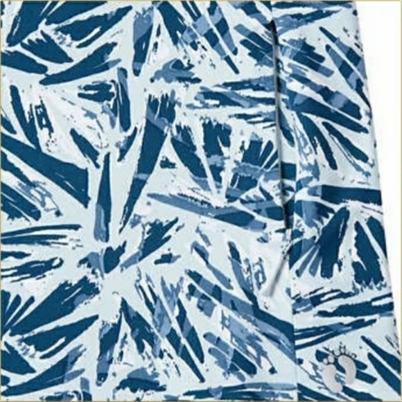 Hang Ten Blue And White Palm Print Long Sleeve Sun Protectant/Rash Guard Top - Picture 3 of 8